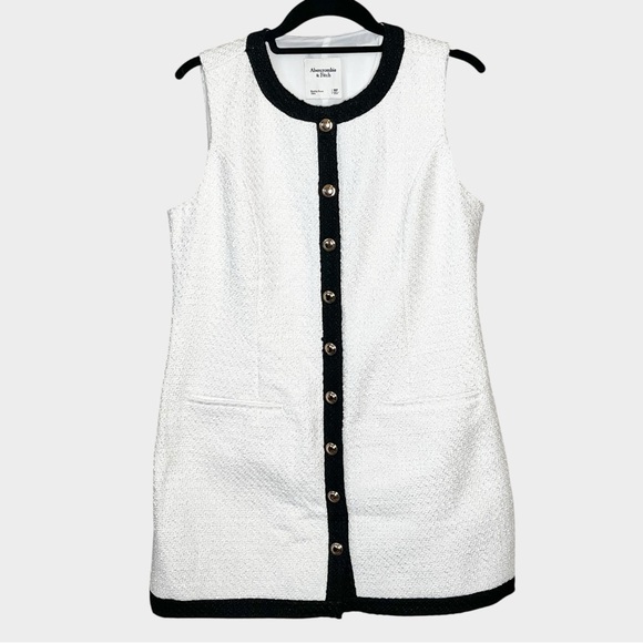 ABERCROMBIE & FITCH Mara Tweed Sleeveless Vest Button-Front Mini Dress Size MP - Picture 2 of 7